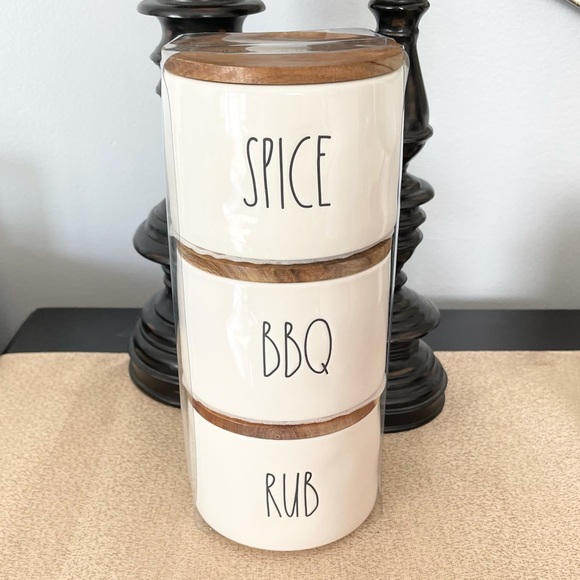 NWT Rae Dunn SPICE, BBQ, RUB Stackable Ceramic Jars - Picture 2 of 4